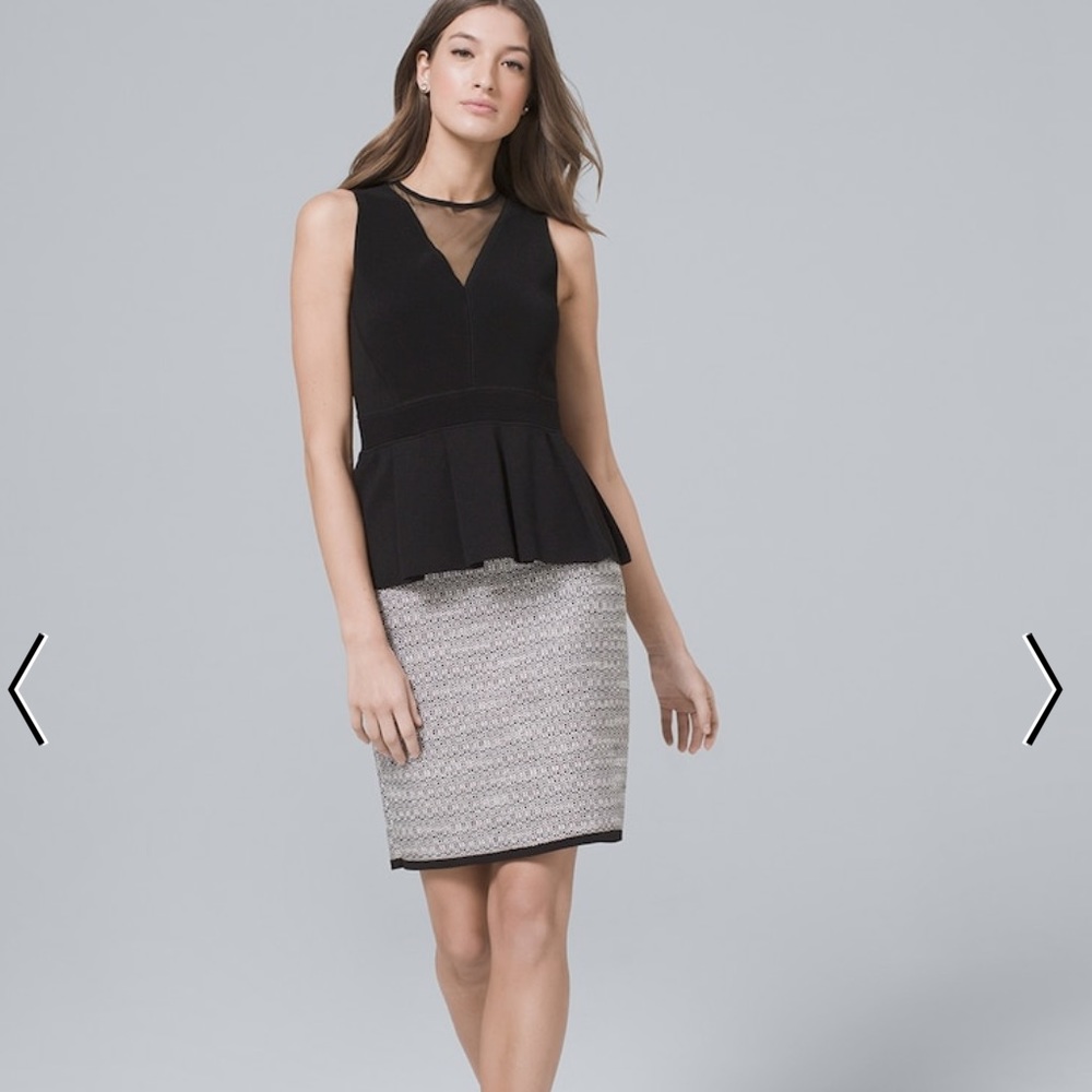 White House Black Market Contrast Tweed Boot Skirt